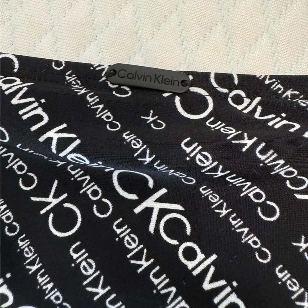 Calvin Klein BLACK Skinny-Strap Logo Bikini Swim Bottom L